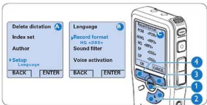 PHILIPS Voice Tracer DVT2810 - Change the recording format - 1
