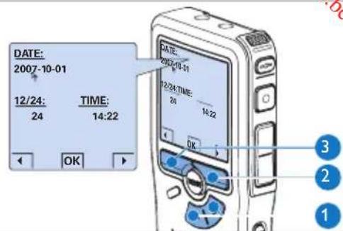 PHILIPS Voice Tracer DVT2810 - Ajuste de fecha y hora - 1