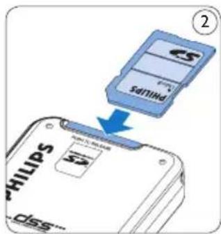 PHILIPS Voice Tracer DVT2810 - Einsetzen und Auswerfen der Speicherkarte - 2