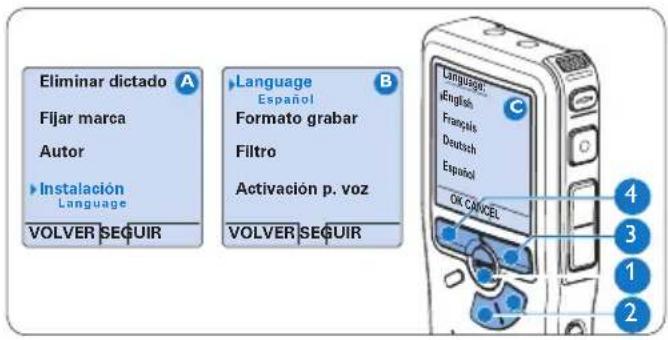 PHILIPS Voice Tracer DVT2810 - SeLECTION del idioma - 1