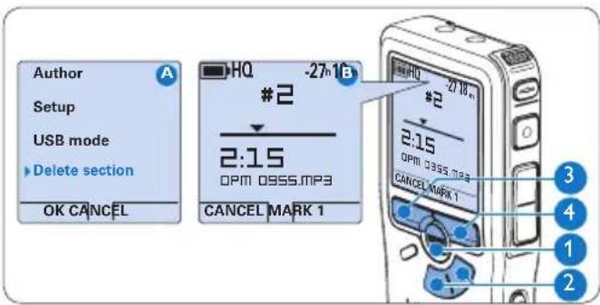 PHILIPS Voice Tracer DVT2810 - Delete part of a recording - 1