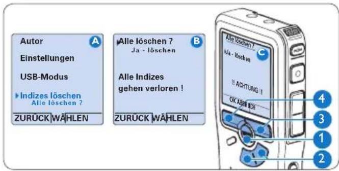 PHILIPS Voice Tracer DVT2810 - Löschen aller Indexmarkierung - 1