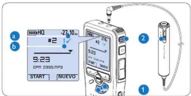 PHILIPS Voice Tracer DVT2810 - Terminar (bloquear) una grabación - 1