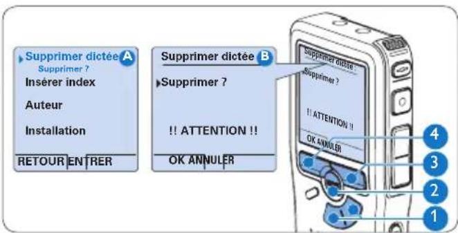 PHILIPS Voice Tracer DVT2810 - Supprimer une dictée - 1