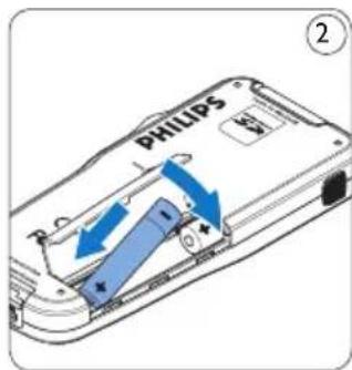 PHILIPS Voice Tracer DVT2810 - Mettre les piles en place3.3 - 2