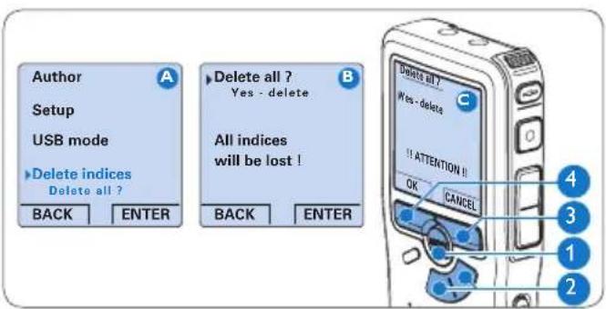 PHILIPS Voice Tracer DVT2810 - Delete all index marks - 1
