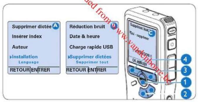 PHILIPS Voice Tracer DVT2810 - Supprimer une partie d'une dictée - 3