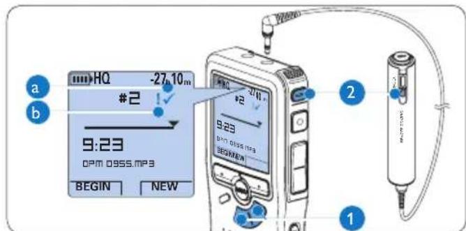 PHILIPS Voice Tracer DVT2810 - Finish (lock) a recording - 1