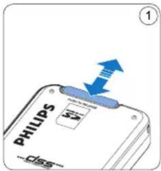 PHILIPS Voice Tracer DVT2810 - Mettre en place/retirer la carte mémoire - 1