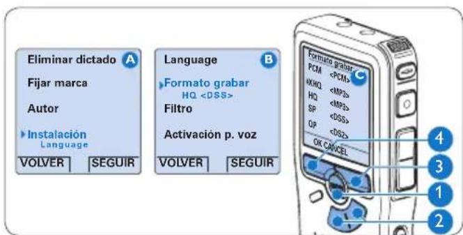 PHILIPS Voice Tracer DVT2810 - Cambiar el formatting de grabación - 1