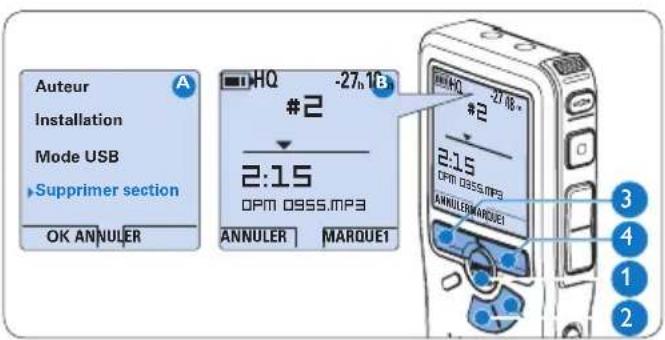 PHILIPS Voice Tracer DVT2810 - Supprimer une partie d'une dictée - 1
