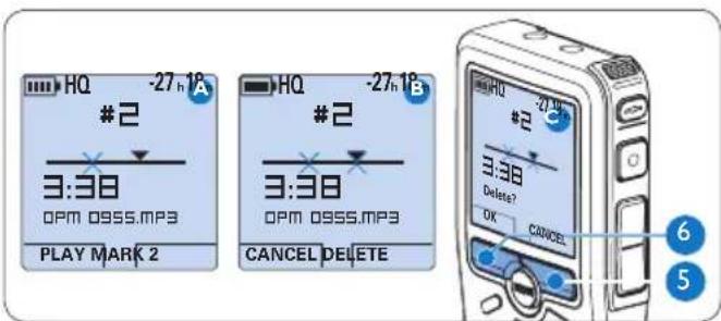 PHILIPS Voice Tracer DVT2810 - Delete part of a recording - 2