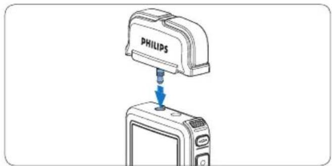 PHILIPS Voice Tracer DVT2810 - Enregistrement d'une interview : 4.1.3 installez le micro amovible - 1