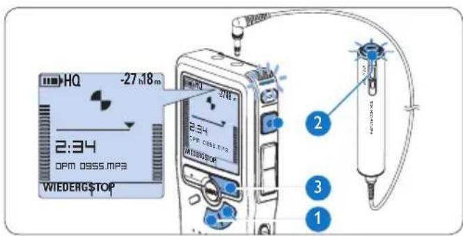 PHILIPS Voice Tracer DVT2810 - Ergänzungen in ein Diktat eingufen - 1