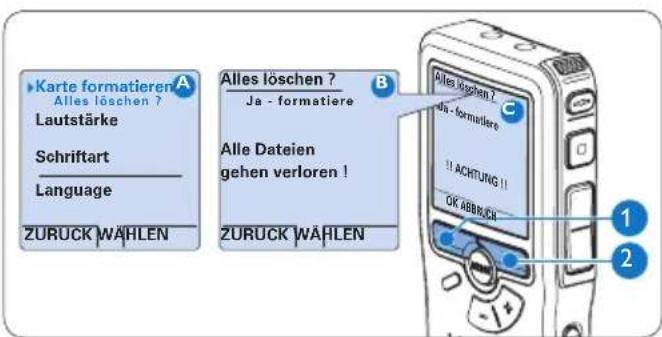 PHILIPS Voice Tracer DVT2810 - Formatieren einer neuen Speicherkarte - 1