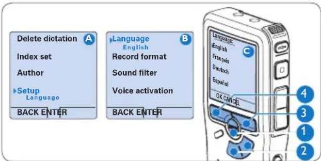 PHILIPS Voice Tracer DVT2810 - Setting the language - 1
