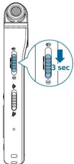 PHILIPS Voice Tracer DVT6110 - Mise sous tension/hors tension de l'appareil - 1