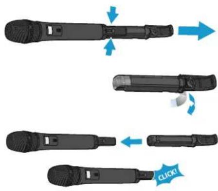 SENNHEISER SKM AVX835S - Retirer/inserer le pack accu - 1