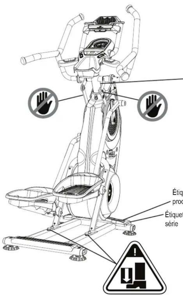BOWFLEX Max Trainer M8 - Étiquettes d'avertissement et numéro de série - 1