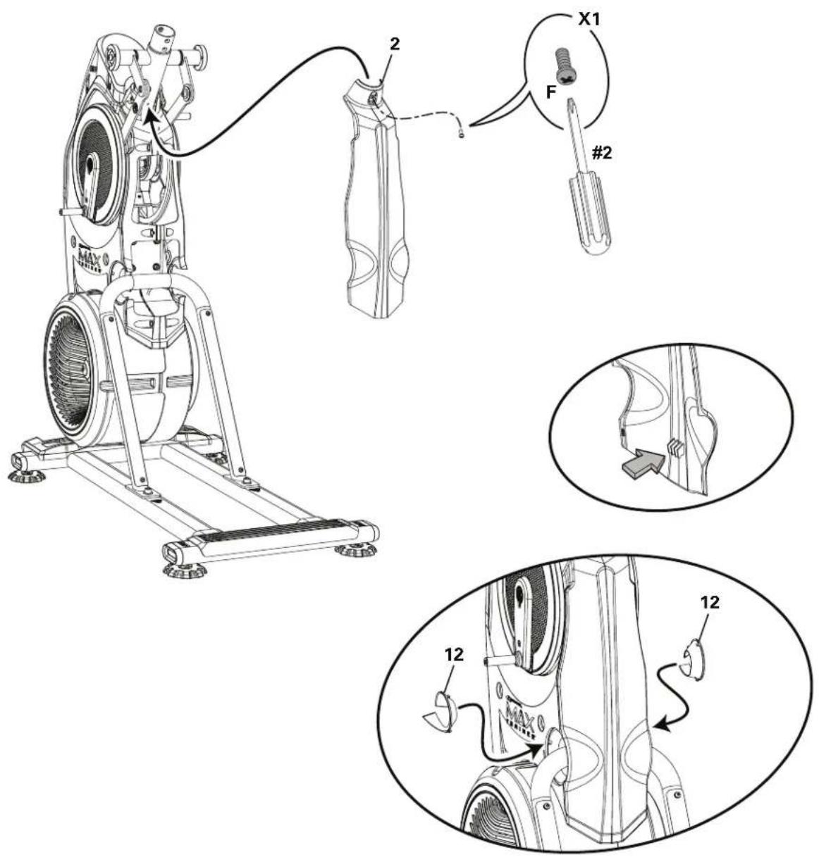 BOWFLEX Max Trainer M8 - Fixez l'épaulement arrière et les embouts à l'ensemble cadre - 1
