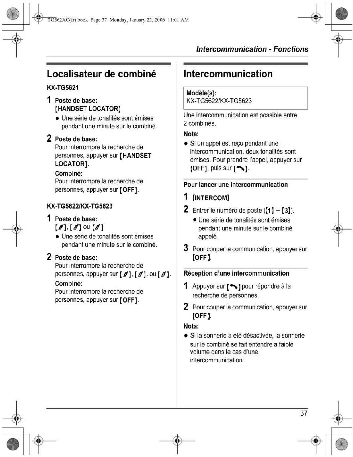 PANASONIC KXTG5622 - Support technique - 3
