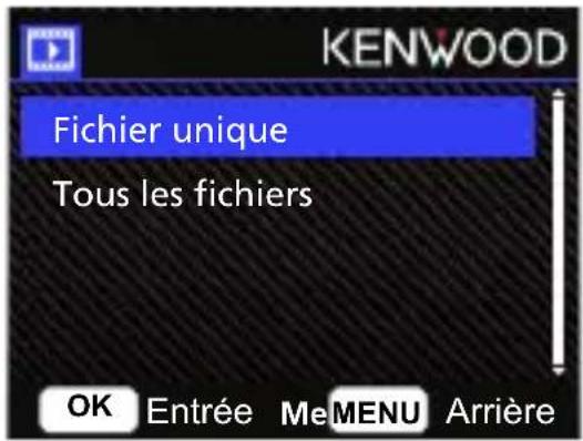 KENWOOD Fichier unique Tous les fichiers OK Entrée Me MENU Arrière