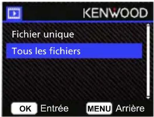 KENWOOD Fichier unique Tous les fichiers OK Entrée MENU Arrière