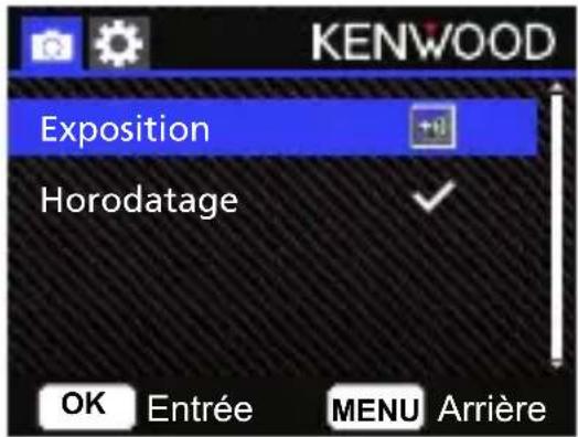 KENWOOD Exposition Horodatage OK Entrée MENU Arrière