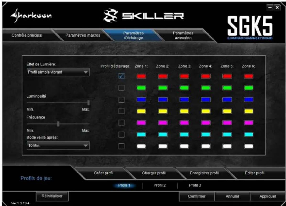 Sharkoon Skiller SGK5 - Paramètres d'éclairage - 1