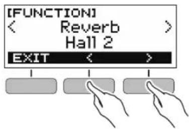 CASIO Casiotone LKS250 - Utilisez les boutons < et > pour sélectionner « reverb - 1