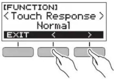 CASIO Casiotone LKS250 - Utilisez les boutons < et > pour sélectionner « touch response - 1