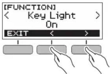 CASIO Casiotone LKS250 - Utilisez les boutons < et > pour sélectionner « key light - 1