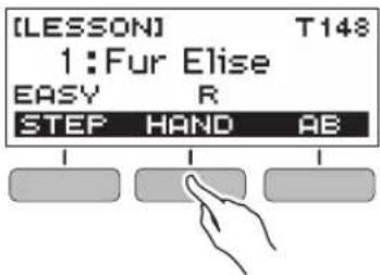 CASIO Casiotone LKS250 - Utilisez le bouton HAND pour sélectionner une partie de leçon. - 1