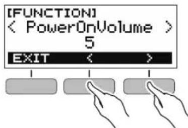 CASIO Casiotone CTS300 - Utilisez les boutons < et > pour sélectionner « poweronvolume - 1