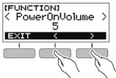 CASIO Casiotone CTS200 - Utilisez les boutons < et > pour selectionner « PowerOnVolume » - 1