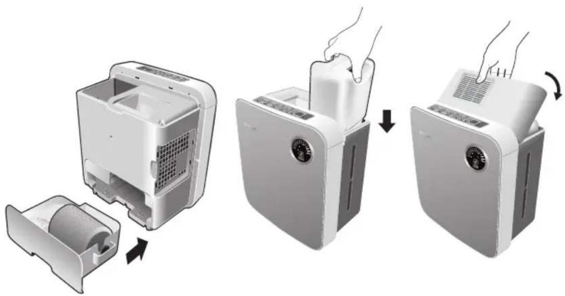 Clean Air Optima CA807 - ⑧ Replacez le réservoir à sa place et fermez le couvercle. - 1