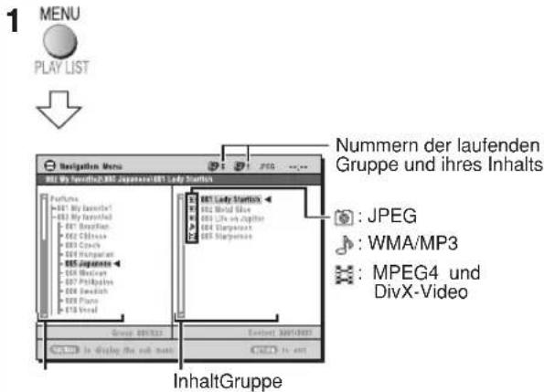 PANASONIC SCPT550 - Abspielen ausgewählter Einträge (Navigation Menu) - 1