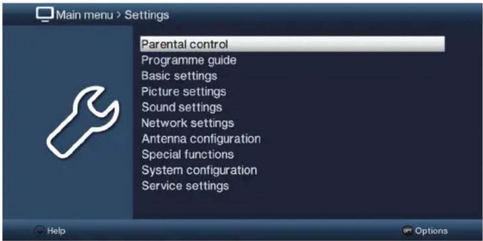 TECHNISAT Technistar S6 - Retrieval of the main menu and menu navigation - 3