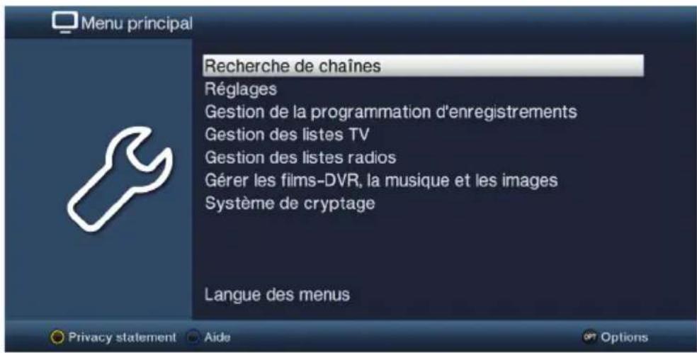 TECHNISAT Technistar S6 - Accès au menu principal et navigation dans les menus - 1