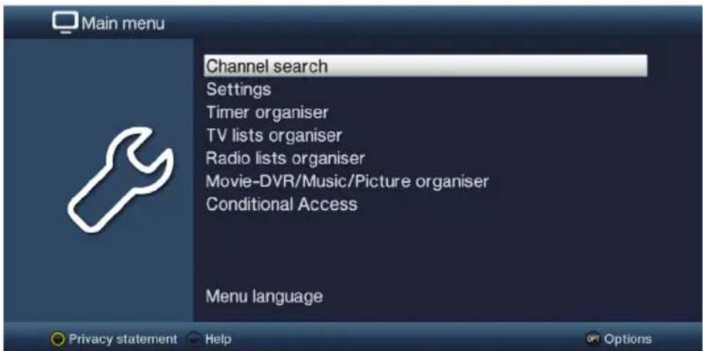 TECHNISAT Technistar S6 - Retrieval of the main menu and menu navigation - 1