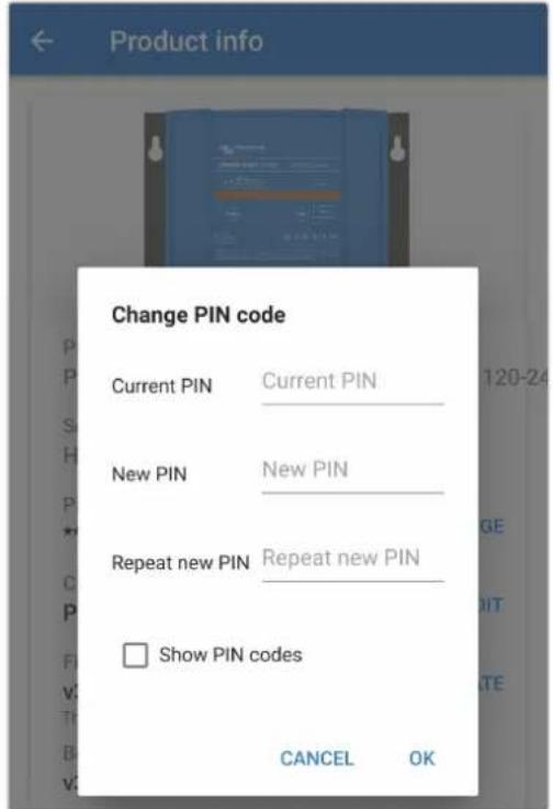 VICTRON ENERGY Phoenix Smart IP43 - Pour modifier le code PIN Bluetooth : - 4