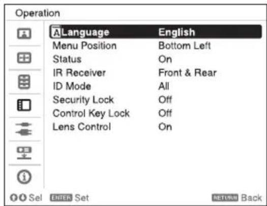SONY VPLPWZ10 - Selección delidioma del menu - 2