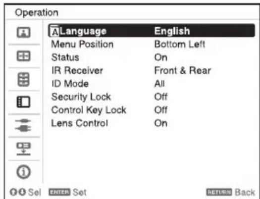 SONY VPLPWZ10 - Sélection de la langue de menu - 2