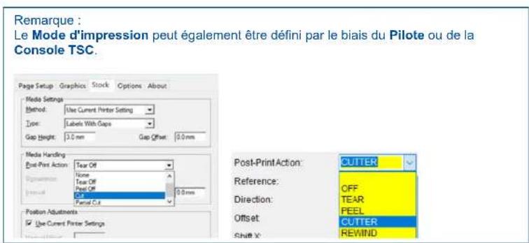 TSC MB240T - Configuration de l'imprimante et définition des options pour le consommable sans doublure - 2