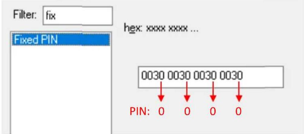 VISION AV1800 - TYPE "FIX" IN FILTER The current PIN in this example is shown below: - 1