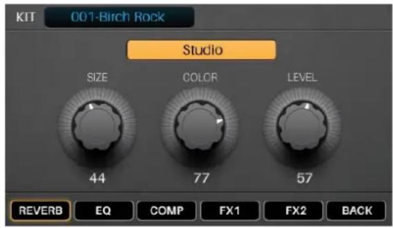 ALESIS Strike - Pour modifier les effets de l'ensemble d'un kit : - 1