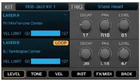 ALESIS Strike - Pour modifier les paramètres de voix : - 1