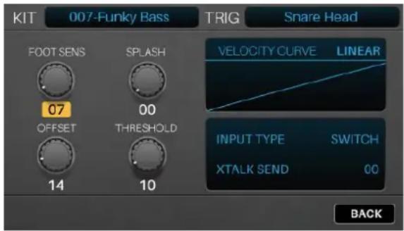 ALESIS Strike - Pour modifier les paramètres de déclenchement : - 1