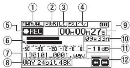 TASCAM DR05X - When recording or in recording standby - 1