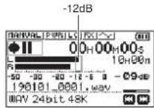 TASCAM DR05X - Premere il pulsante RECORD [●] per entrare in attesa di registrazione. - 1